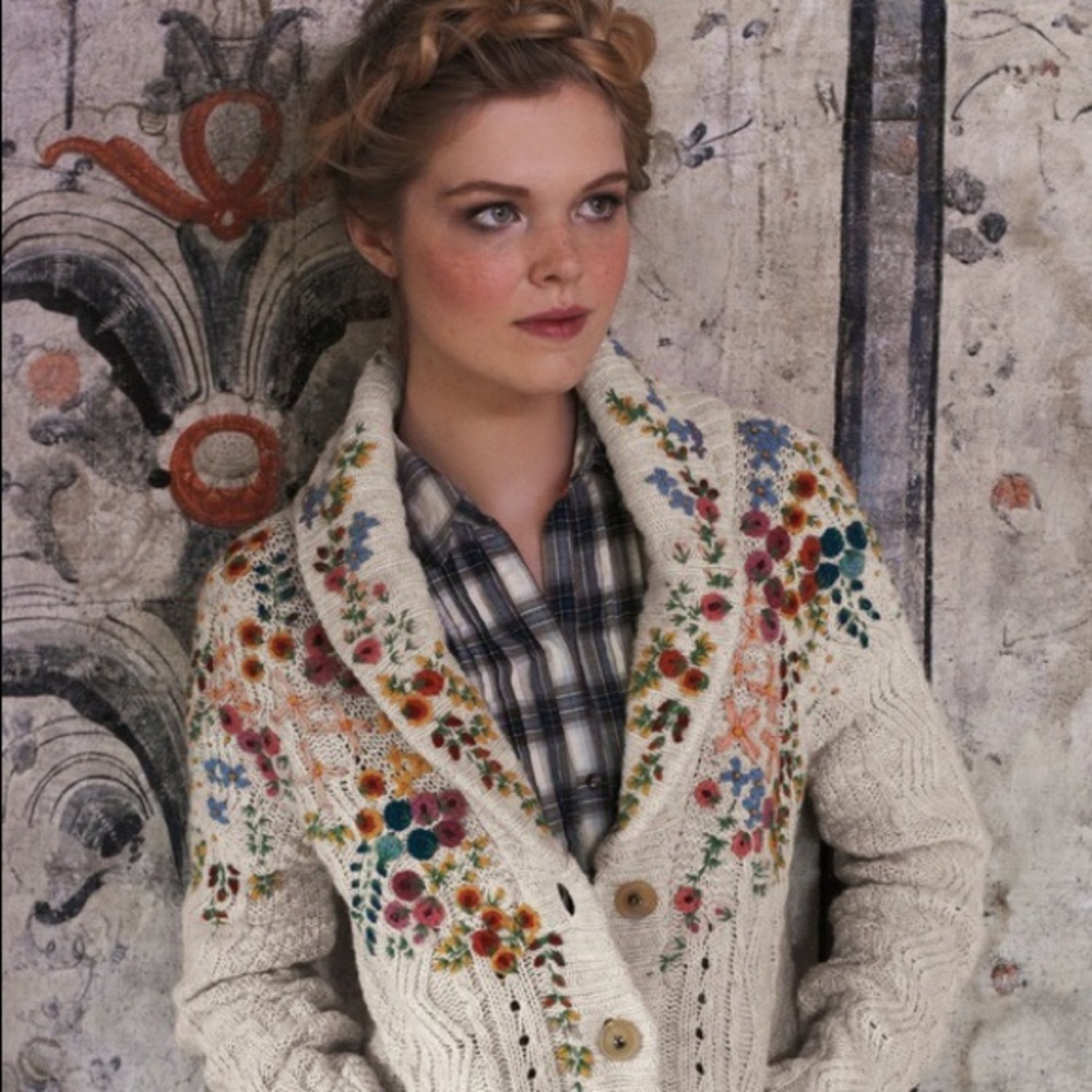 Anthropologie Embroidered Cardigan